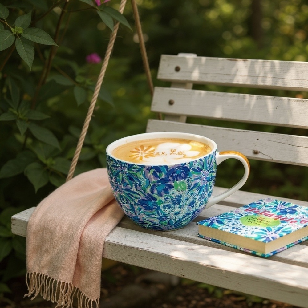 Lilly Pulitzer Blue Floral Mugs - Set of 2